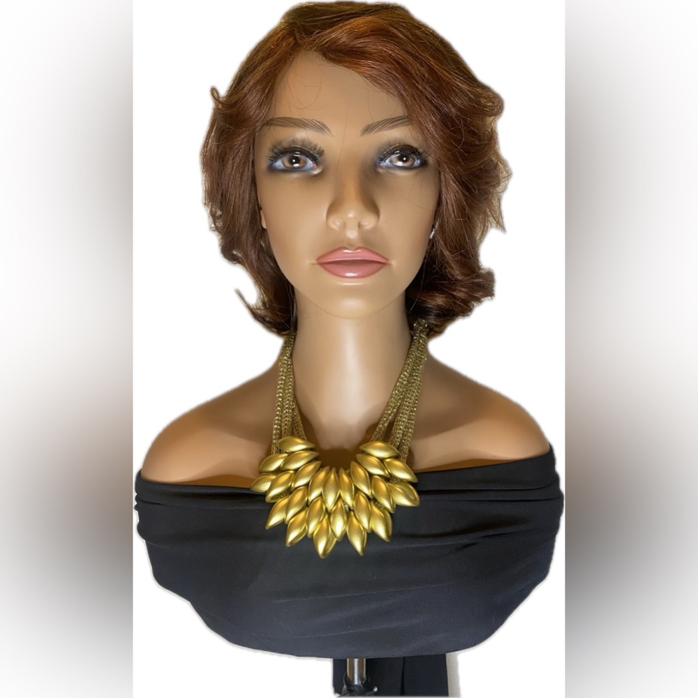 BC260 Human Hair Short brown ombré wig